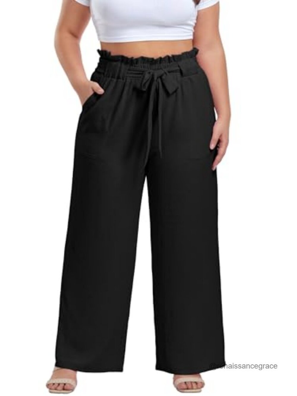 Plus Size High Waisted Wide Leg Palazzo Pants with Pockets